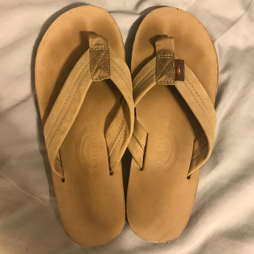 Tan Rainbow Flip Flops